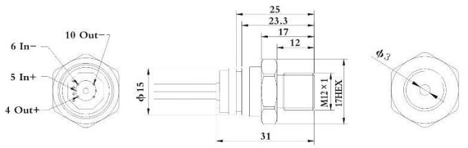 15 mm OEM αισθητήρας πίεσης πυριτίου με 1/4npt νήμα για μέτρηση επιπέδου υγρού 1