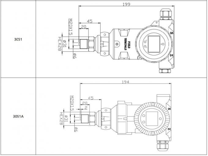 BP93420-III LCD έξυπνος πομπός πίεσης OEM 4-20mA ψηφιακό πομπό πίεσης 3