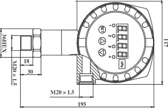 BPZK03-1 Διανοητικός διακόπτης πίεσης 116mm Dia Ηλεκτρονικός διαχωριστικός διακόπτης πίεσης 1